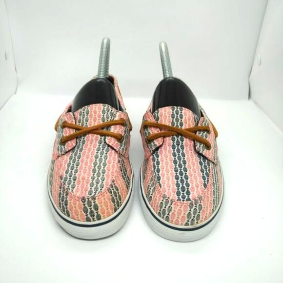 Sperry Top Sider Malibu Fish Print Boat Shoes‎ Women's Size 6 Red Black Casual - Picture 3 of 8